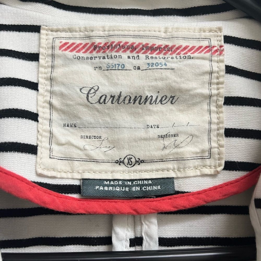 Anthropologie Cartonnier Cropped Black White Striped Sweater Blazer SZ XS - Picture 4 of 4